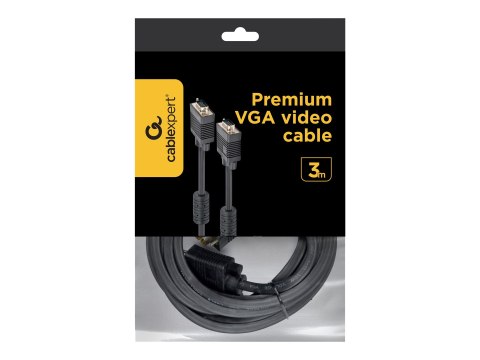 Cablexpert Premium CC-PPVGA-10-B - Kabel VGA - HD-15 (VGA) (M) do HD-15 (VGA) (M) - 3 m - odlewany, wkręt skrzydełkowy - czarny