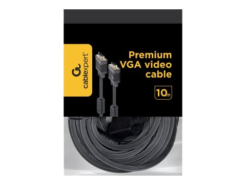 Cablexpert Premium CC-PPVGA-10M-B - Kabel VGA - HD-15 (VGA) (M) do HD-15 (VGA) (M) - 10 m - odlewany, wkręt skrzydełkowy - czarn