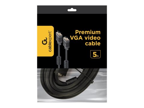 Cablexpert Premium CC-PPVGA-5M-B - Kabel VGA - HD-15 (VGA) (M) do HD-15 (VGA) (M) - 5 m - odlewany, wkręt skrzydełkowy - czarny