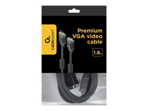 Cablexpert Premium CC-PPVGA-6B - Kabel VGA - HD-15 (VGA) (M) do HD-15 (VGA) (M) - 1.83 m - odlewany, wkręt skrzydełkowy - czarny