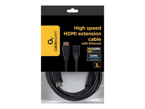 Cablexpert - Przedłużacz HDMI z Ethernet - HDMI żeński do HDMI męski - 3 m - obsługa 4K