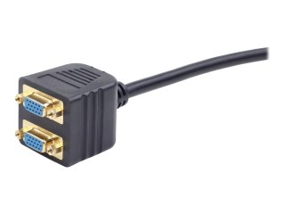 Cablexpert - Rozdzielacz VGA - HD-15 (VGA) (F) do HD-15 (VGA) (M) - 20 cm - wkręt skrzydełkowy - czarny