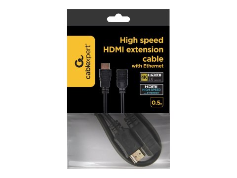 Gembird CC-HDMI4X - Przedłużacz HDMI z Ethernet - HDMI męski do HDMI żeński - 50 cm
