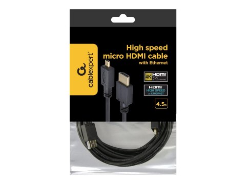 Gembird - Kabel HDMI - 19 pin micro HDMI Type D męski do HDMI męski - 4.5 m - czarny