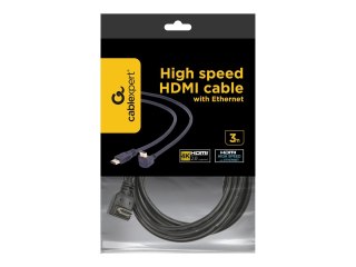 Gembird - Kabel HDMI - HDMI męski do HDMI męski - 3 m - czarny - złącze 90°