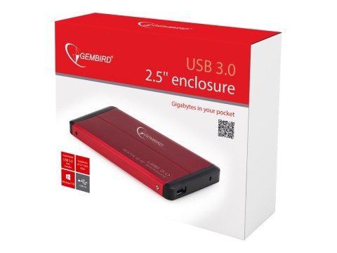 Gembird - Obudowa pamięci - 2.5" - SATA 3Gb/s - USB 3.0 - czerwony