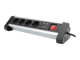 DIGITUS DA-70614 - Linka zasilania - AC 110-240 V - 3680 wat - wejście: zasilanie - złącza wyjściowe: 4 (4 x CEE 7/4, 2 x USB) -