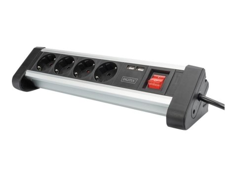 DIGITUS DA-70614 - Linka zasilania - AC 110-240 V - 3680 wat - wejście: zasilanie - złącza wyjściowe: 4 (4 x CEE 7/4, 2 x USB) -