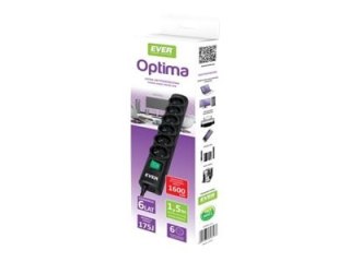 EVER OPTIMA - Zabezpieczenie przed przepięciem - AC 250 V - złącza wyjściowe: 6 - 1.5 m przewód