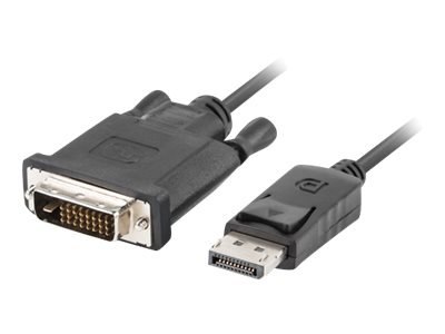 Lanberg - Kabel przejściowy - połączenie podwójne - DisplayPort 20-pin (M) do DVI-D (M) - DisplayPort 1.2 - 1.8 m - wkręt skrzyd