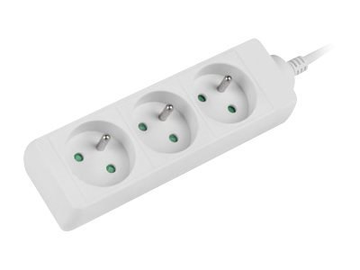 Lanberg - Linka zasilania - 2500 wat - wejście: power CEE 7/7 - złącza wyjściowe: 3 (CEE 7/5) - 1.5 m przewód - biały