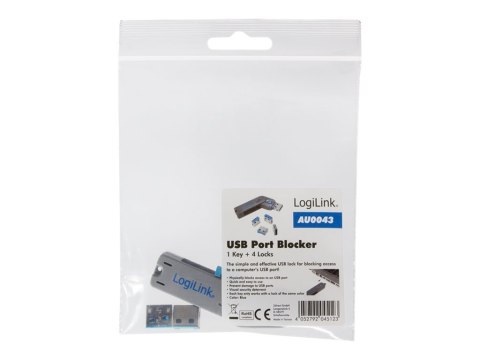 LogiLink - Blokada złącza USB - niebieski
