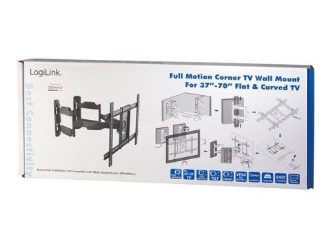 LogiLink Full Motion Corner TV Wall Mount - Stojak - ramię regulowane - dla TV i monitor - stal walcowana na zimno - rozmiar ekr