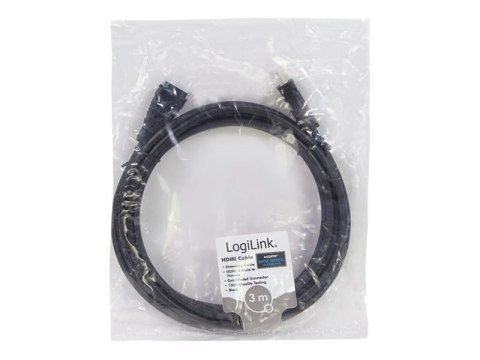 LogiLink High Speed with Ethernet - Przedłużacz HDMI z Ethernet - HDMI męski do HDMI żeński - 3 m