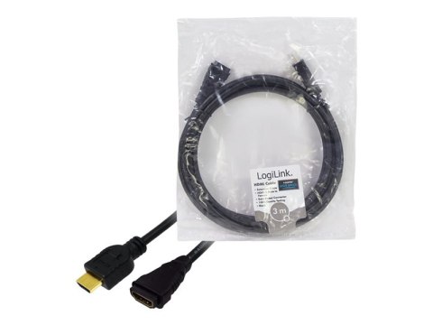 LogiLink High Speed with Ethernet - Przedłużacz HDMI z Ethernet - HDMI męski do HDMI żeński - 3 m