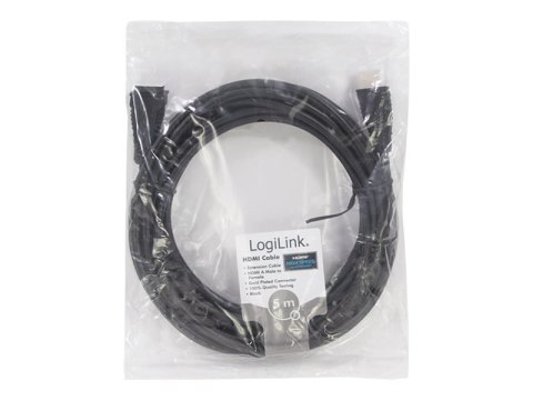 LogiLink High Speed with Ethernet - Przedłużacz HDMI z Ethernet - HDMI męski do HDMI żeński - 5 m