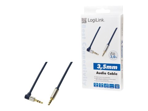 LogiLink - Kabel audio - mini-phone stereo 3.5 mm męski do mini-phone stereo 3.5 mm męski - 3 m - ciemnoniebieski - złącze 90°