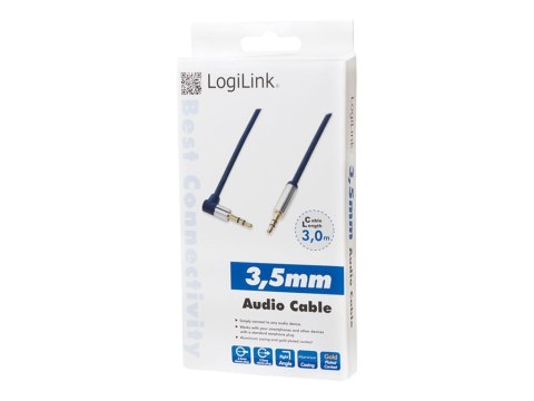 LogiLink - Kabel audio - mini-phone stereo 3.5 mm męski do mini-phone stereo 3.5 mm męski - 3 m - ciemnoniebieski - złącze 90°