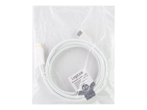 LogiLink - Kabel przejściowy - DisplayPort 20-pin męski do HDMI męski - 2 m - biały