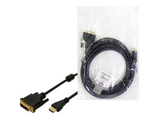 LogiLink - Kabel przejściowy - HDMI żeński do DVI cyfrowe 18+1-pin (poł. pojedyncze) męski - 2 m - podwójne ekranowanie - czarny