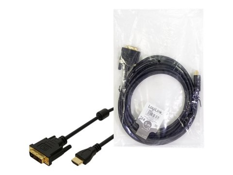 LogiLink - Kabel przejściowy - HDMI żeński do DVI cyfrowe 18+1-pin (poł. pojedyncze) męski - 2 m - podwójne ekranowanie - czarny