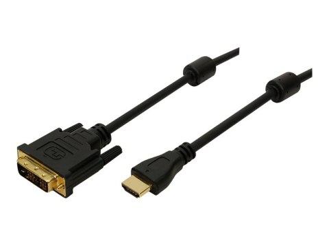 LogiLink - Kabel przejściowy - HDMI żeński do DVI cyfrowe 18+1-pin (poł. pojedyncze) męski - 2 m - podwójne ekranowanie - czarny