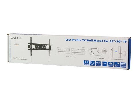 LogiLink Low Profile - Uchwyt - dla panel płaski - lita stal prasowana na zimno - rozmiar ekranu: 37"-70" - montaż na ścianie
