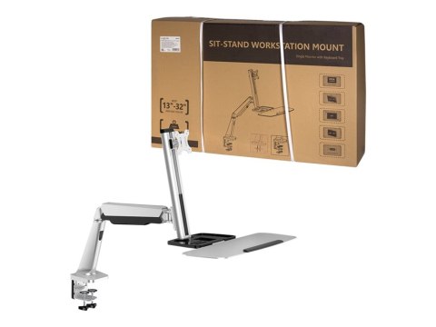 LogiLink Sit-Stand Workstation - Zestaw do montażu - ramię regulowane - dla monitor/klawiatura - rozmiar ekranu: 13"-32" - monta