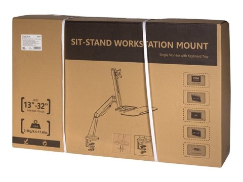LogiLink Sit-Stand Workstation - Zestaw do montażu - ramię regulowane - dla monitor/klawiatura - rozmiar ekranu: 13"-32" - monta