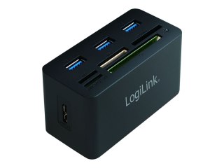 LogiLink USB 3.0 Hub with All-in-One Card Reader - Koncentrator - 3 x SuperSpeed USB 3.0 - stacjonarny