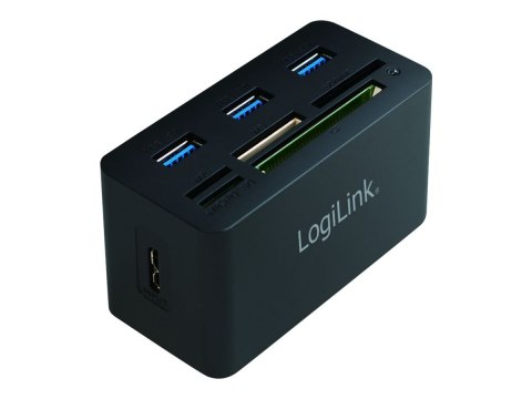LogiLink USB 3.0 Hub with All-in-One Card Reader - Koncentrator - 3 x SuperSpeed USB 3.0 - stacjonarny