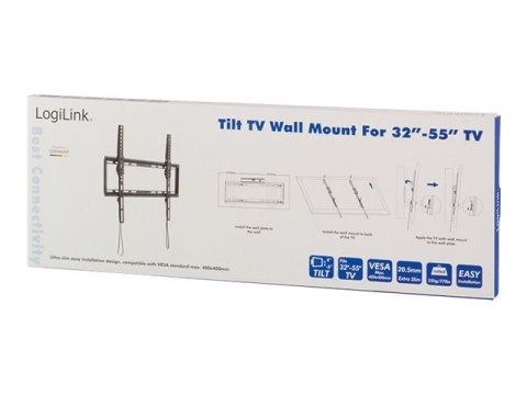 LogiLink - Uchwyt - dla panel płaski - lita stal prasowana na zimno - rozmiar ekranu: 32"-55" - montaż na ścianie