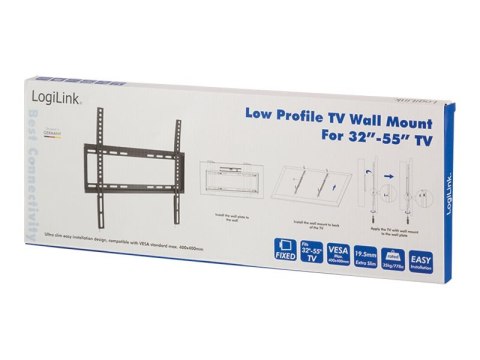 LogiLink - Uchwyt - dla telewizor LCD - lita stal prasowana na zimno - rozmiar ekranu: 32"-55" - montaż na ścianie
