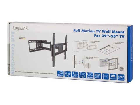 LogiLink - Uchwyt - dla telewizor LCD - lita stal prasowana na zimno - rozmiar ekranu: 32"-55" - montaż na ścianie