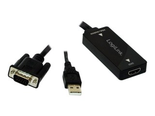 LogiLink VGA with Audio to HDMI Converter - Konwerter wideo - VGA - HDMI
