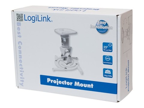 LogiLink - Zestaw do montażu (mocowanie do sufitu, płyta interfejsu, sprzęt montażowy) - dla projektor - odlewane aluminium - bi