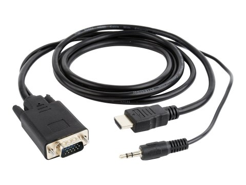 Cablexpert A-HDMI-VGA-03-10 - Kabel przejściowy - HDMI męski do HD-15 (VGA), mini-phone stereo 3.5 mm męski - 3 m - czarny - obs