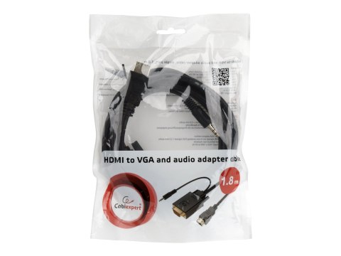 Cablexpert A-HDMI-VGA-03-10 - Kabel przejściowy - HDMI męski do HD-15 (VGA), mini-phone stereo 3.5 mm męski - 3 m - czarny - obs