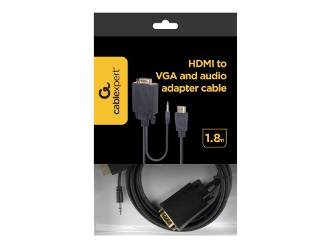 Cablexpert A-HDMI-VGA-03-6 - Kabel przejściowy - HDMI męski do HD-15 (VGA), mini-phone stereo 3.5 mm męski - 1.8 m - czarny - wk