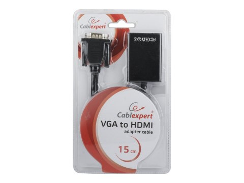 Cablexpert A-VGA-HDMI-01 - Zestaw przejściówek wideo / audio - czarny - obsługa 1080p, aktywny układ scalony