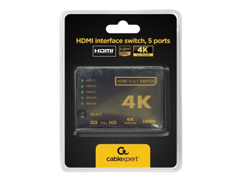 Cablexpert DSW-HDMI-53 - Przełącznik wideo/audio - 5 x HDMI - stacjonarny
