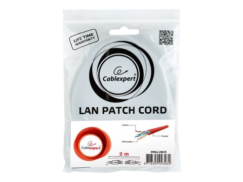Cablexpert - Kabel krosowy - RJ-45 (M) do RJ-45 (M) - 2 m - UTP - CAT 6 - odlewany, nieruchomy - czerwony