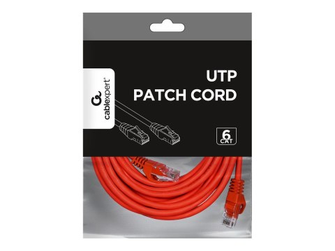 Cablexpert - Kabel krosowy - RJ-45 (M) do RJ-45 (M) - 5 m - UTP - CAT 6 - odlewany, nieruchomy - czerwony