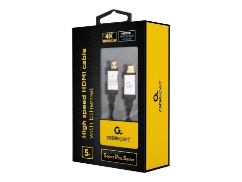 Cablexpert Select Plus Series - Duża szybkość - kabel HDMI z Ethernet - HDMI męski do HDMI męski - 5 m - ekranowana - obsługa 4K