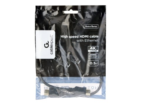 Cablexpert Select Series CC-HDMI4L-0.5M - Duża szybkość - kabel HDMI z Ethernet - HDMI męski do HDMI męski - 50 cm - ekranowana 