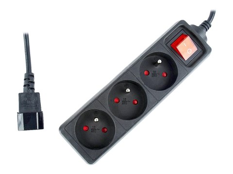 EnerGenie EG-PSU3F-01 - Linka zasilania - AC 230 V - wejście: IEC 60320 C14 - złącza wyjściowe: 3 (3 x Typ E) - 60 cm przewód - 