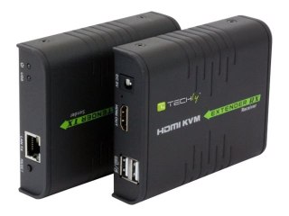 TECHly HDMI KVM Extender over Network Cable - Nadajnik i odbiornik - przedłużacz — KVM / dźwięk - 1GbE - 1000Base-T, 100Base-TX,
