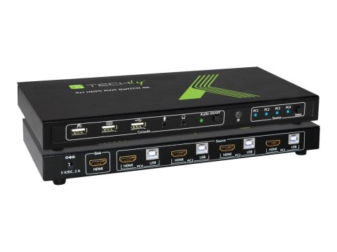 TECHly IDATA KVM-HDMI4U - Przełącznik — KVM / dźwięk / USB - 4 x KVM / dźwięk / USB - 1 użytkownik lokalny - stacjonarny