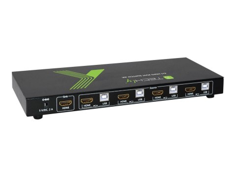 TECHly IDATA KVM-HDMI4U - Przełącznik — KVM / dźwięk / USB - 4 x KVM / dźwięk / USB - 1 użytkownik lokalny - stacjonarny