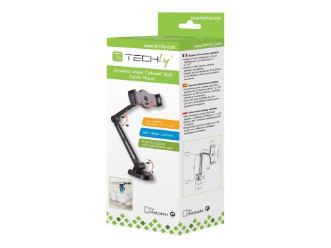 TECHly - Uchwyt - dla tabletka - plastik, aluminium, stal - czarny - rozmiar ekranu: 4.7"-12.9" - montaż na ścianie, pod obudową